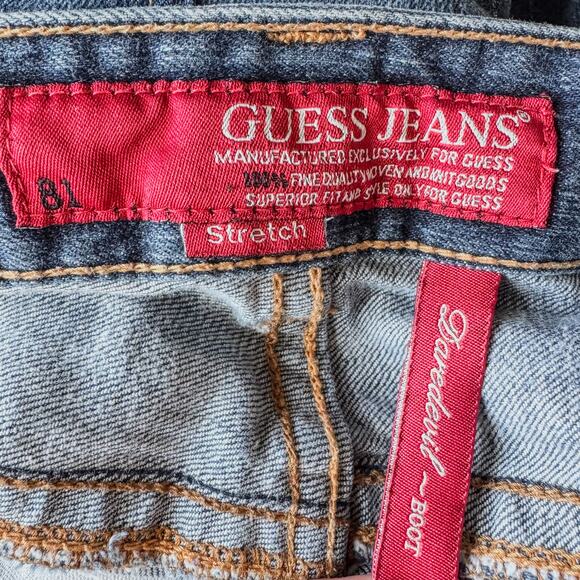 Vintage Guess Jeans Low Rise Daredevil Bootcut Stretch Distressed, Women’s 26 - Picture 10 of 10